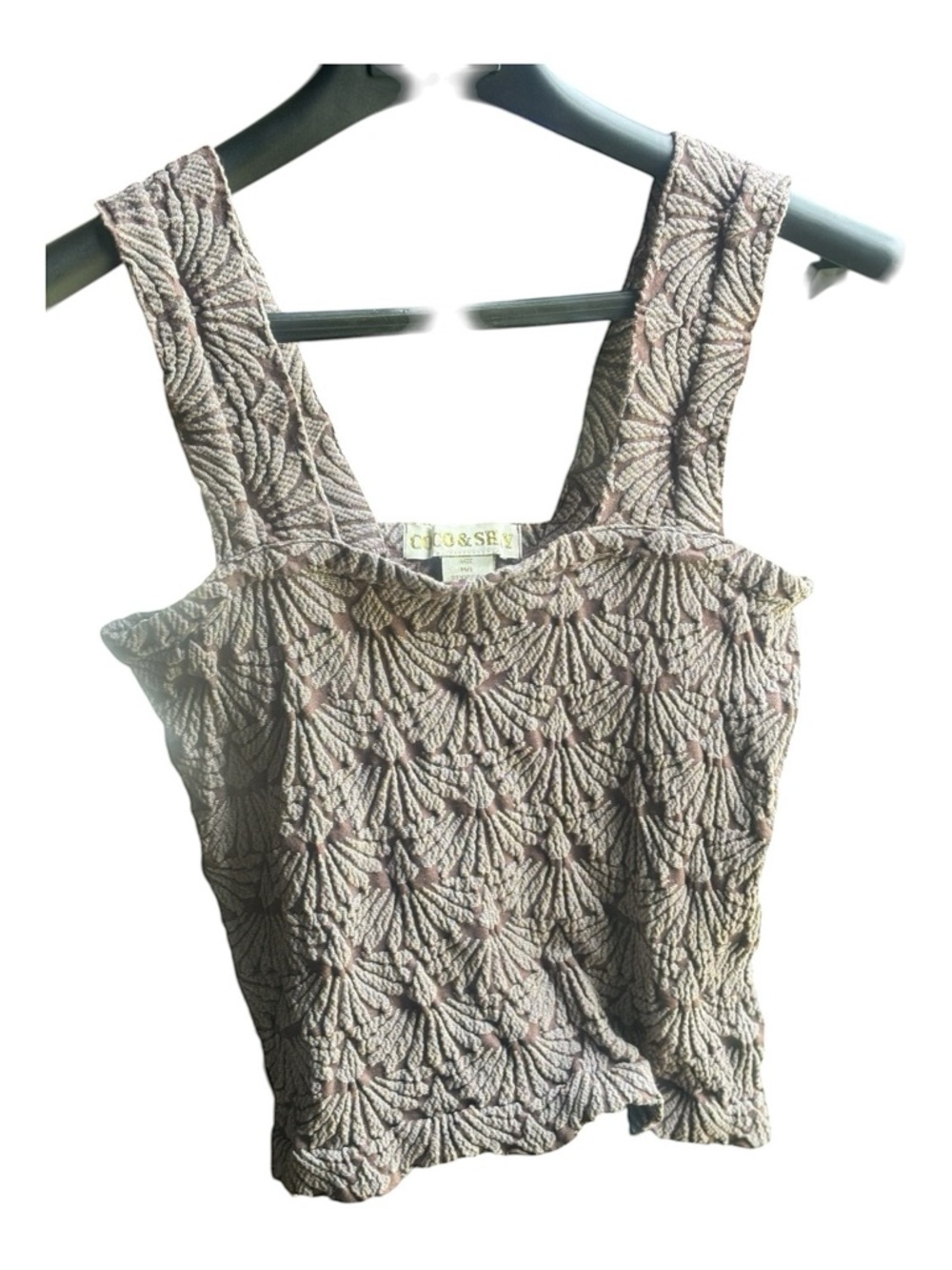 Textured Cream Knit Square-Neck Tank Top - Picture 5 of 5